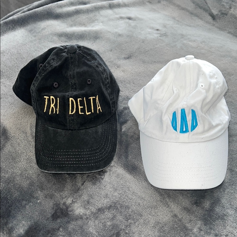 Tri Delta Black and White Hats Set with Embroidered Designs